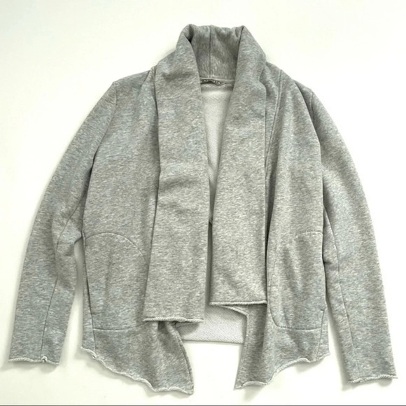 Athleta French Terry Tranquility Wrap Sweatshirt Grey - Picture 3 of 9